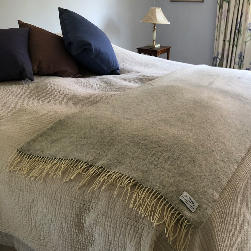 Light Grey Herringbone Throw Wool Blankets and Throws