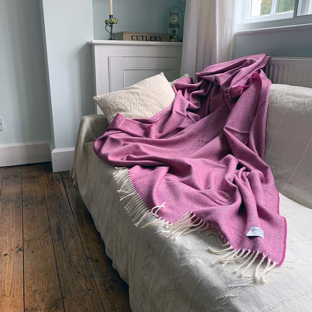 Mulberry Pink Merino Lambswool Throw – Wool Blankets and Throws