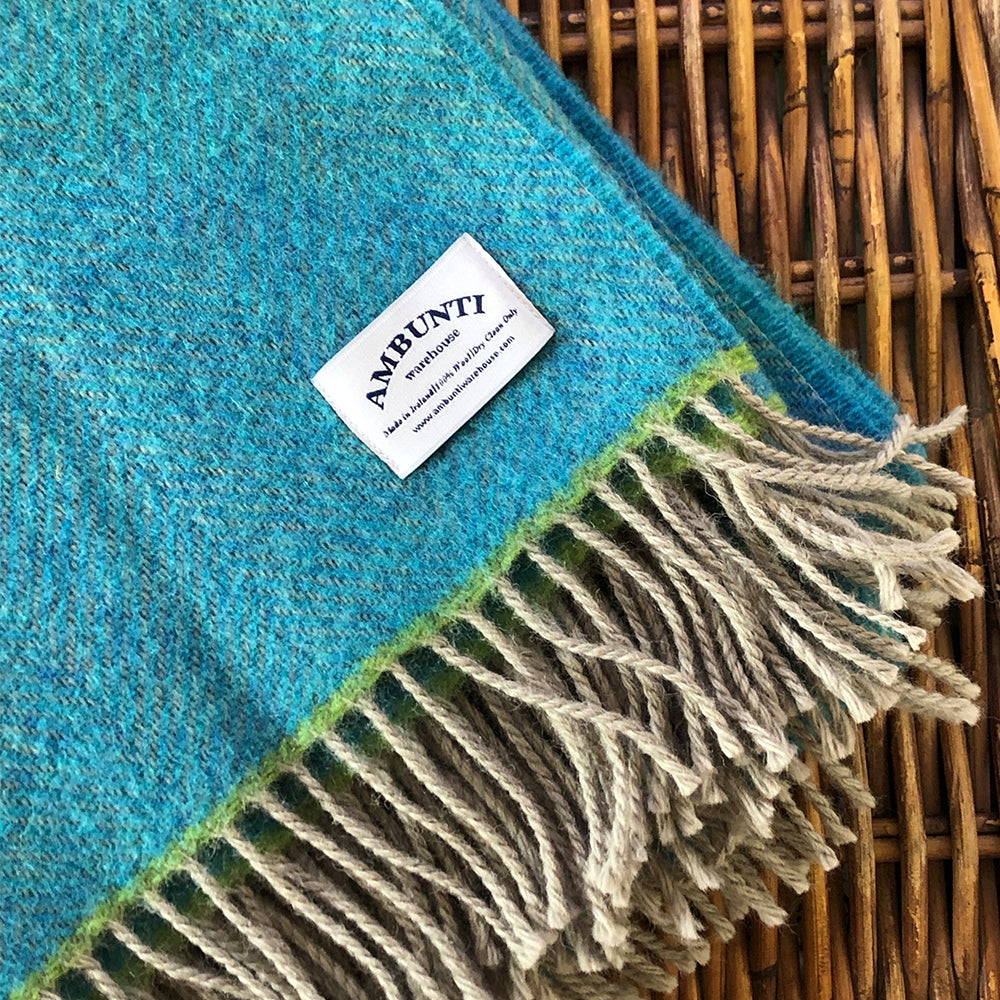 Turquoise wool throw – Wool Blankets and Throws - Main Image