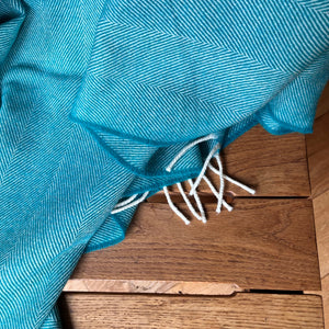 Teal merino wool throw