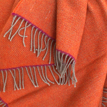 Orange wool throw made in ireland
