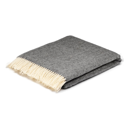 Grey herringbone wool blanket