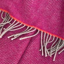Pink Fuchsia wool throw with orange highlight and grey tassels
