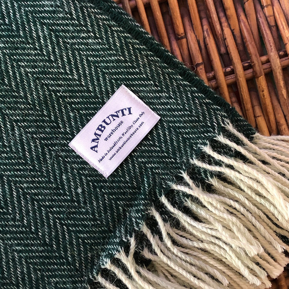 Spruce herringbone throw folded up