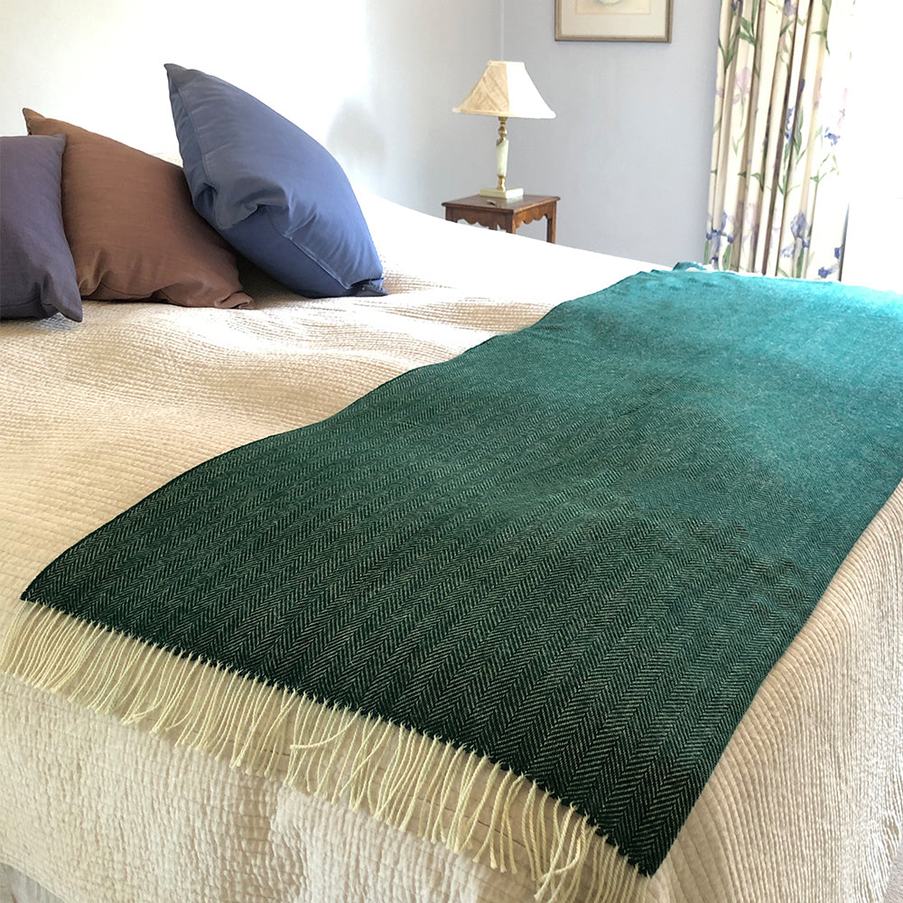 Spruce Herringbone Throw – Wool Blankets and Throws