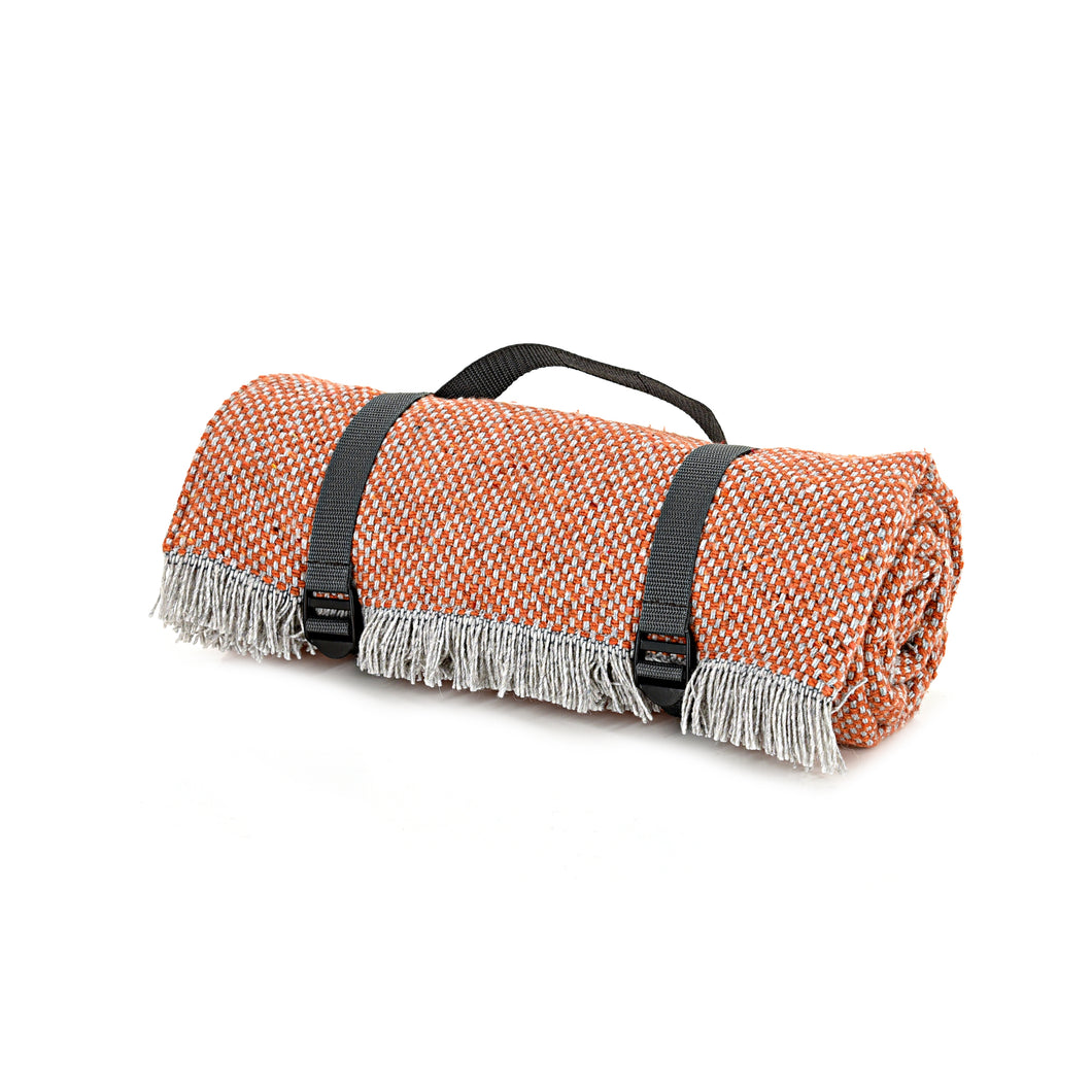 Rustic orange recycled wool picnic rug