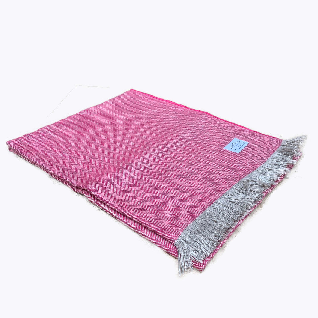 Pink linen throw