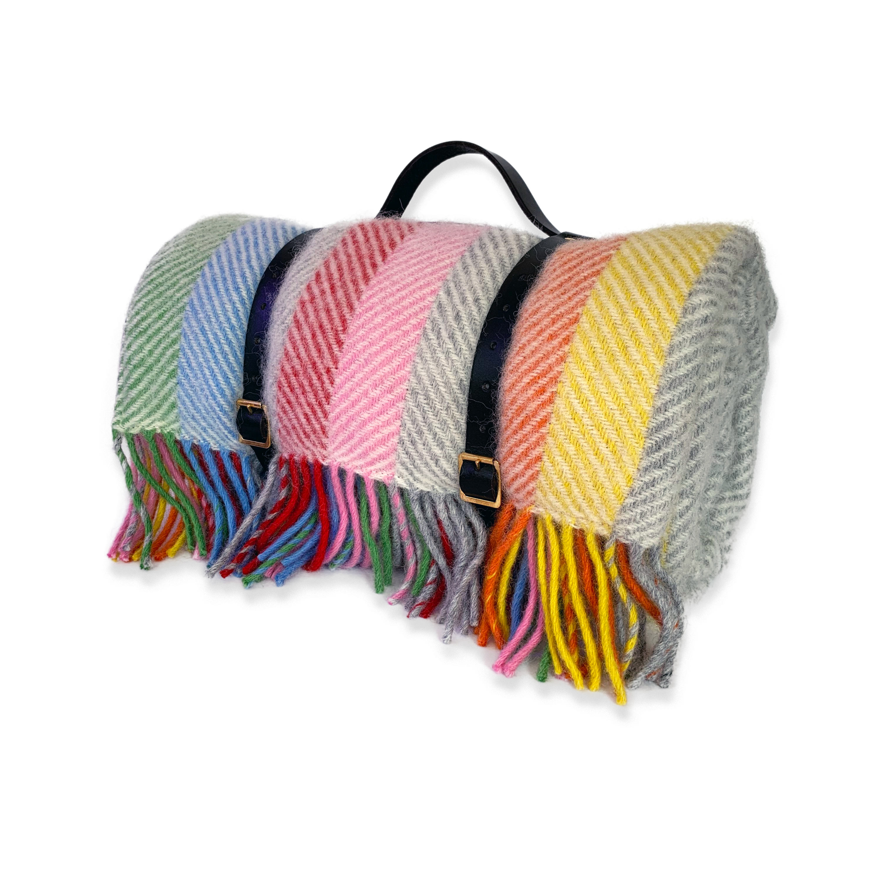 Rainbow Stripe Waterproof Picnic Blanket with Straps – with the