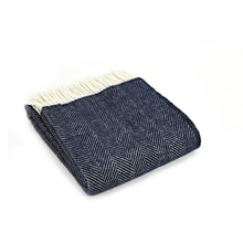 Navy Blue Herringbone Throw