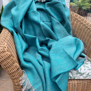 Turquoise Linen Throw
