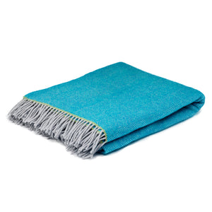 Turquoise wool throw blanket